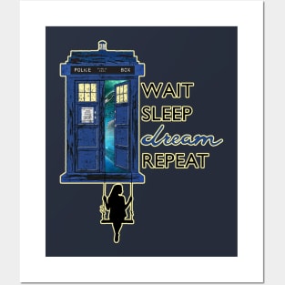 Blue Police Public Call Box - WAIT SLEEP DREAM REPEAT 2 Posters and Art